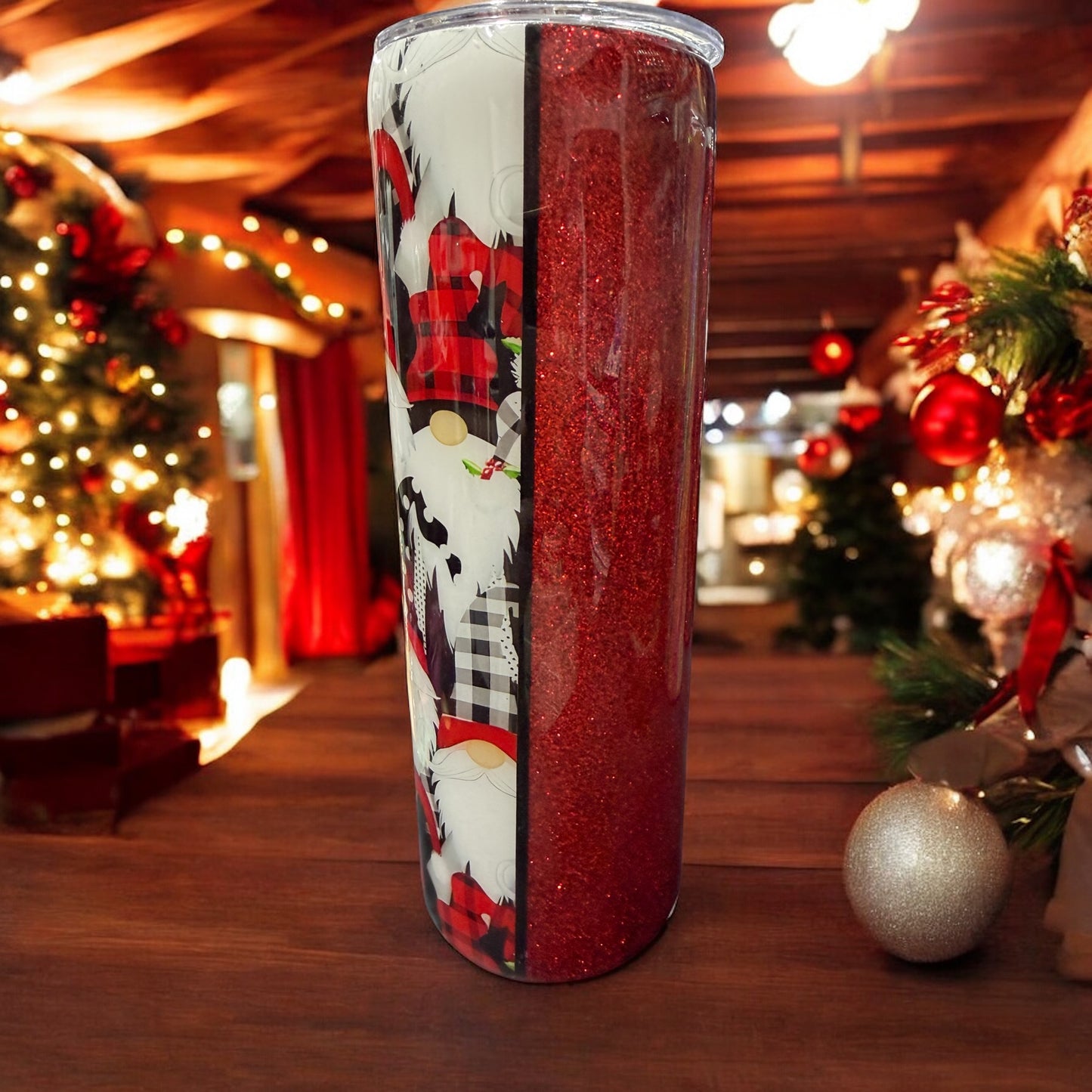 Gnomes with red glitter 30 oz tumbler