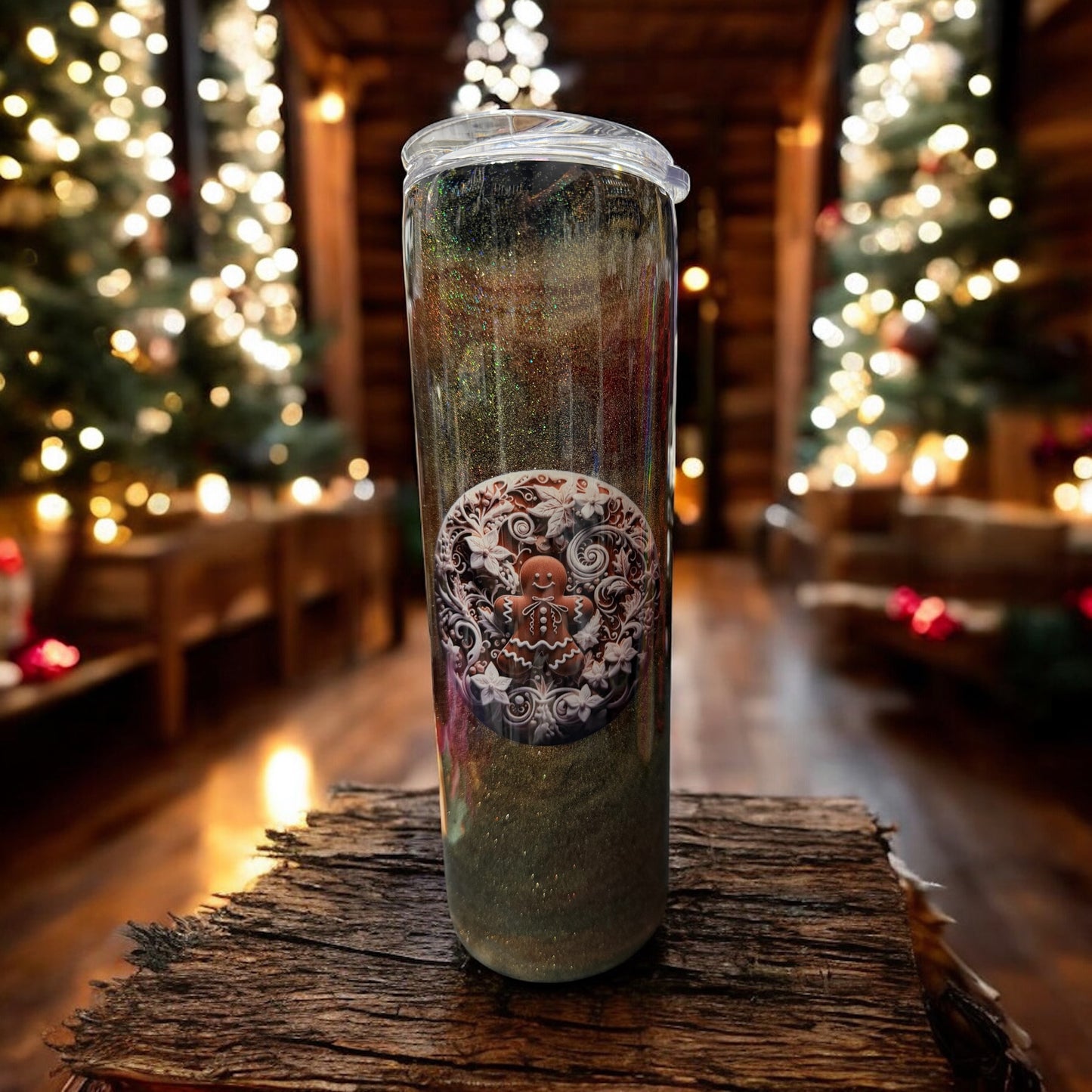 30 oz Santa and gingerbread tumbler