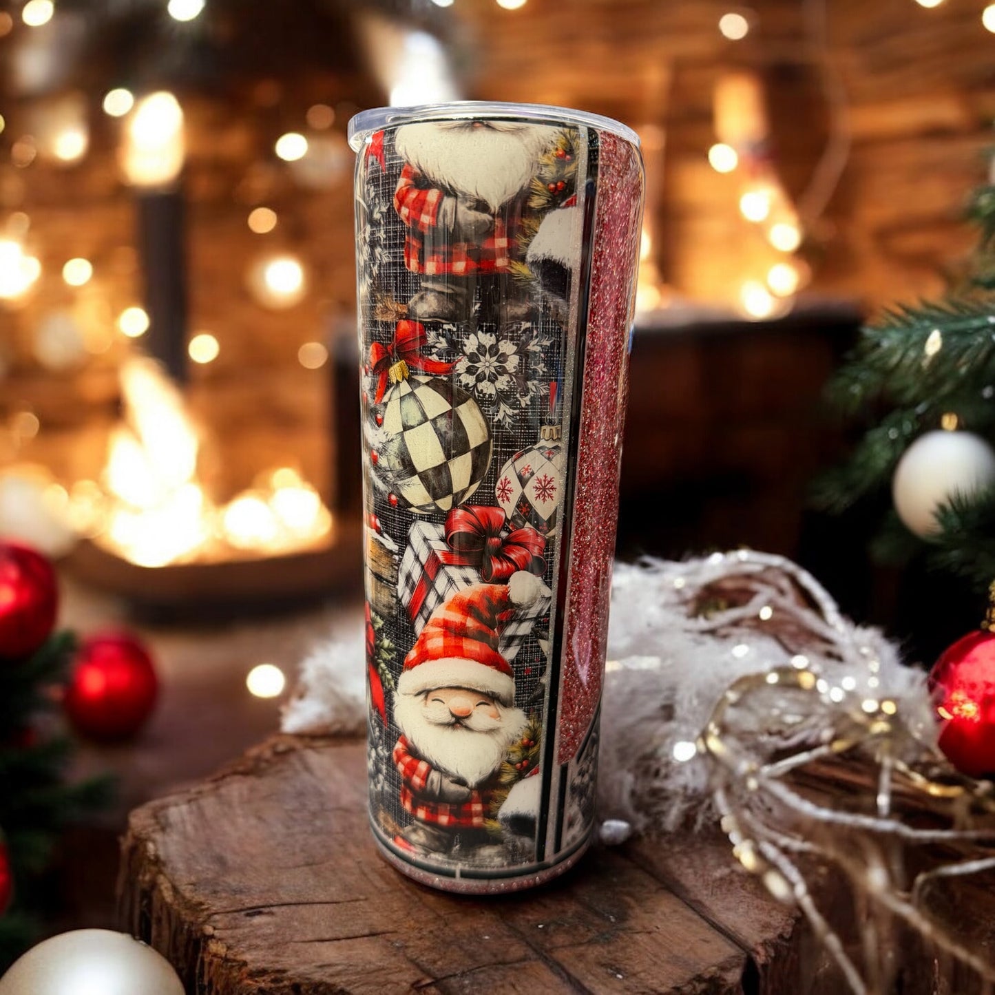 20oz Santa with Plaid decor tumbler