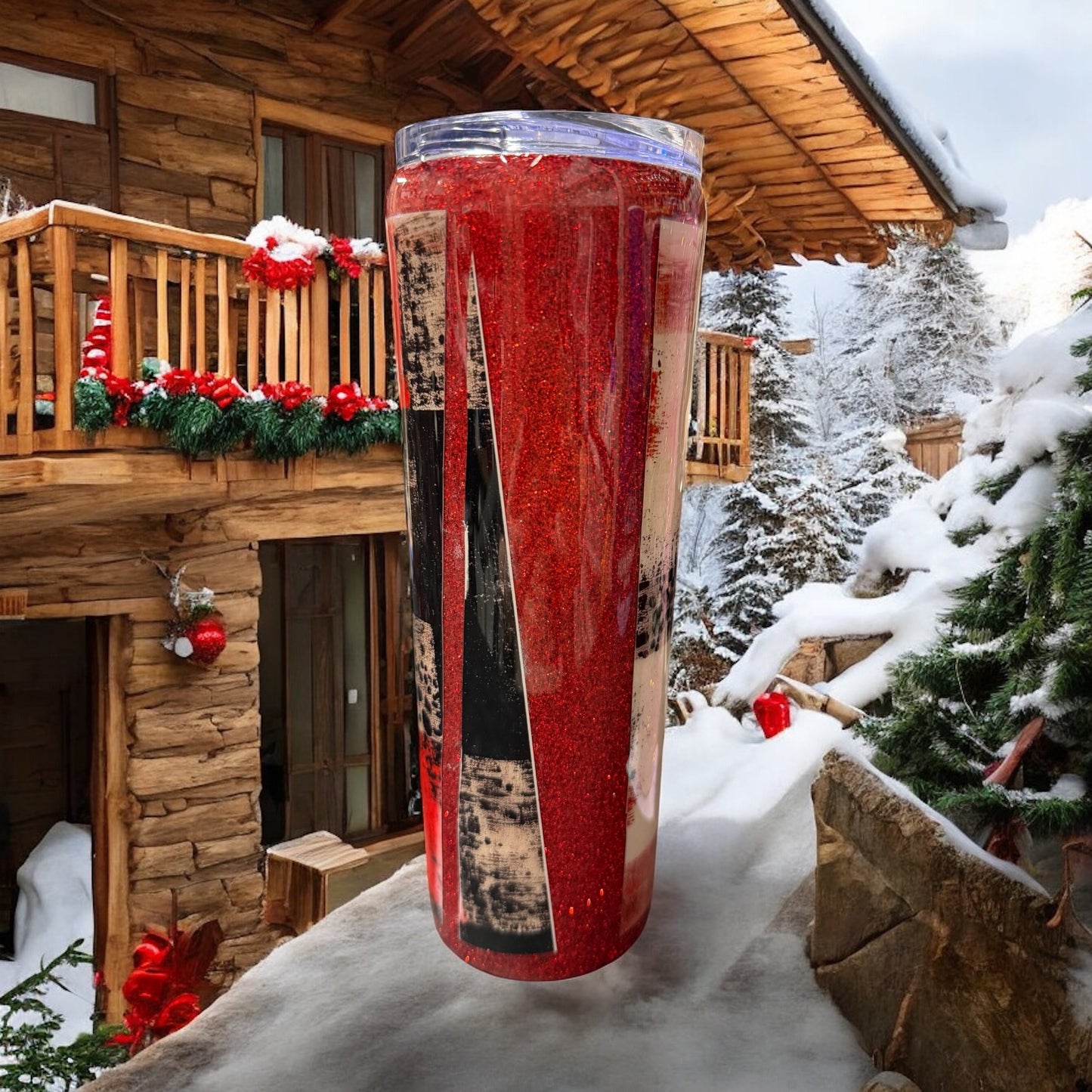 20 oz Leopard and red glitter