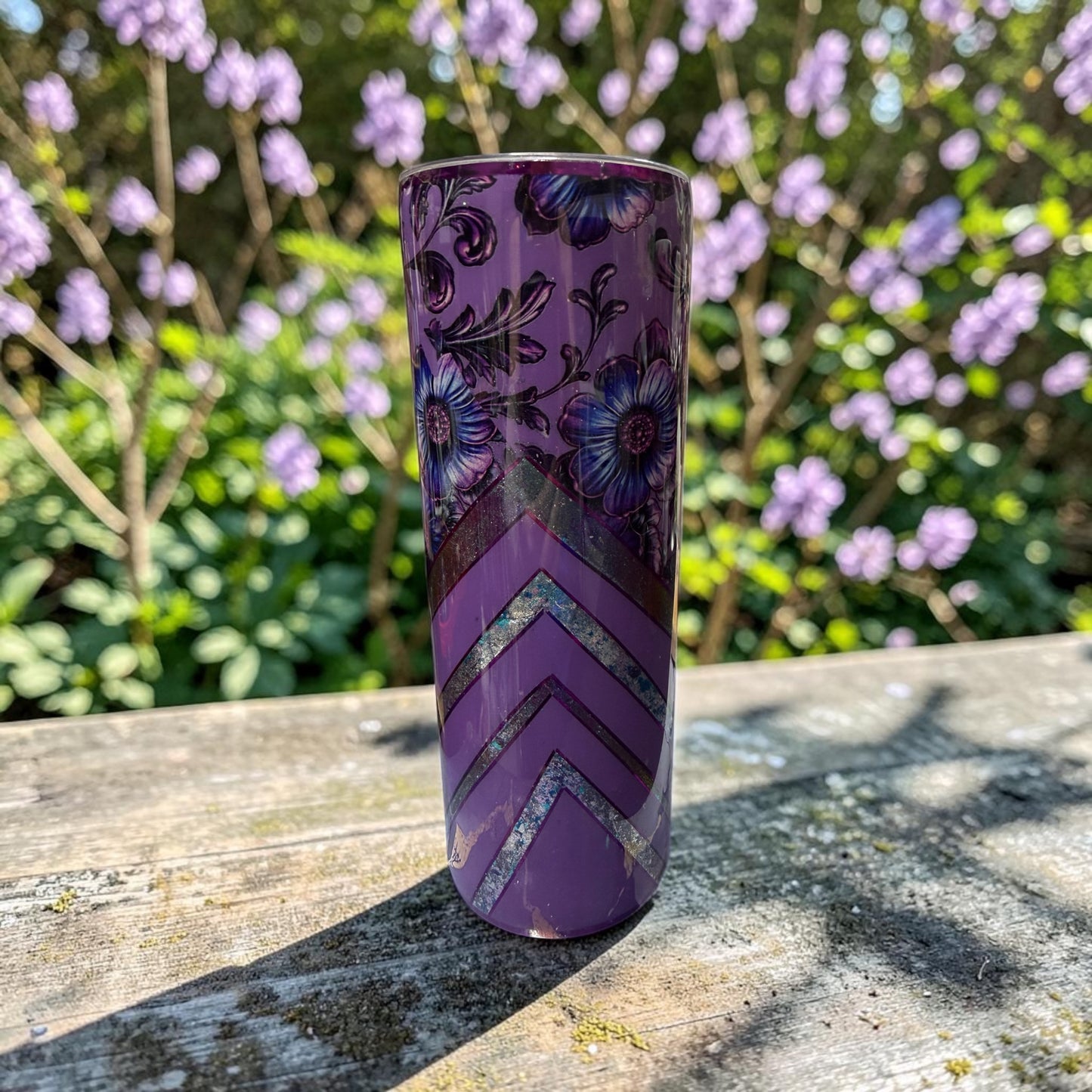 20 oz Purple and blue flowers