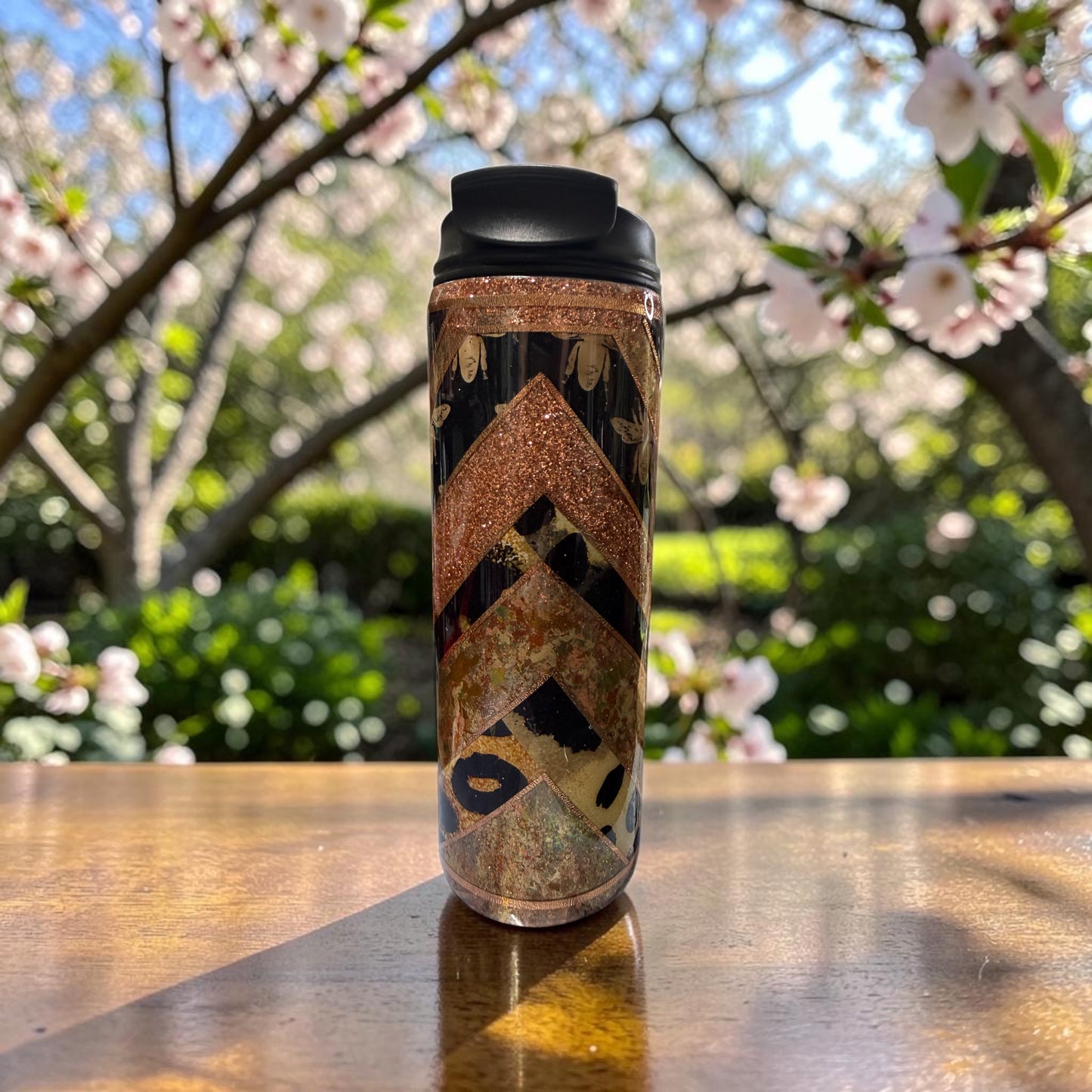 20 oz Cooper design with glitter and bees tumbler