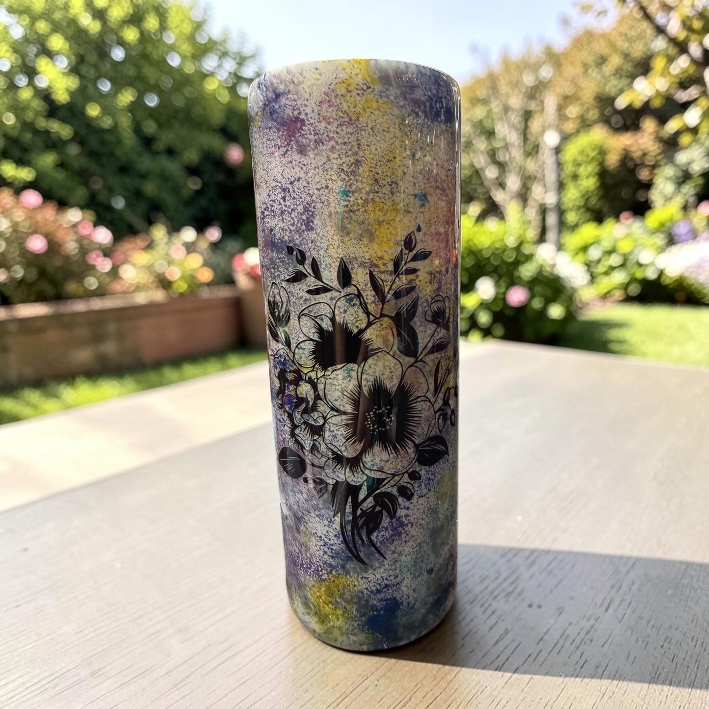 20 OZ Splatter and flowers tumbler