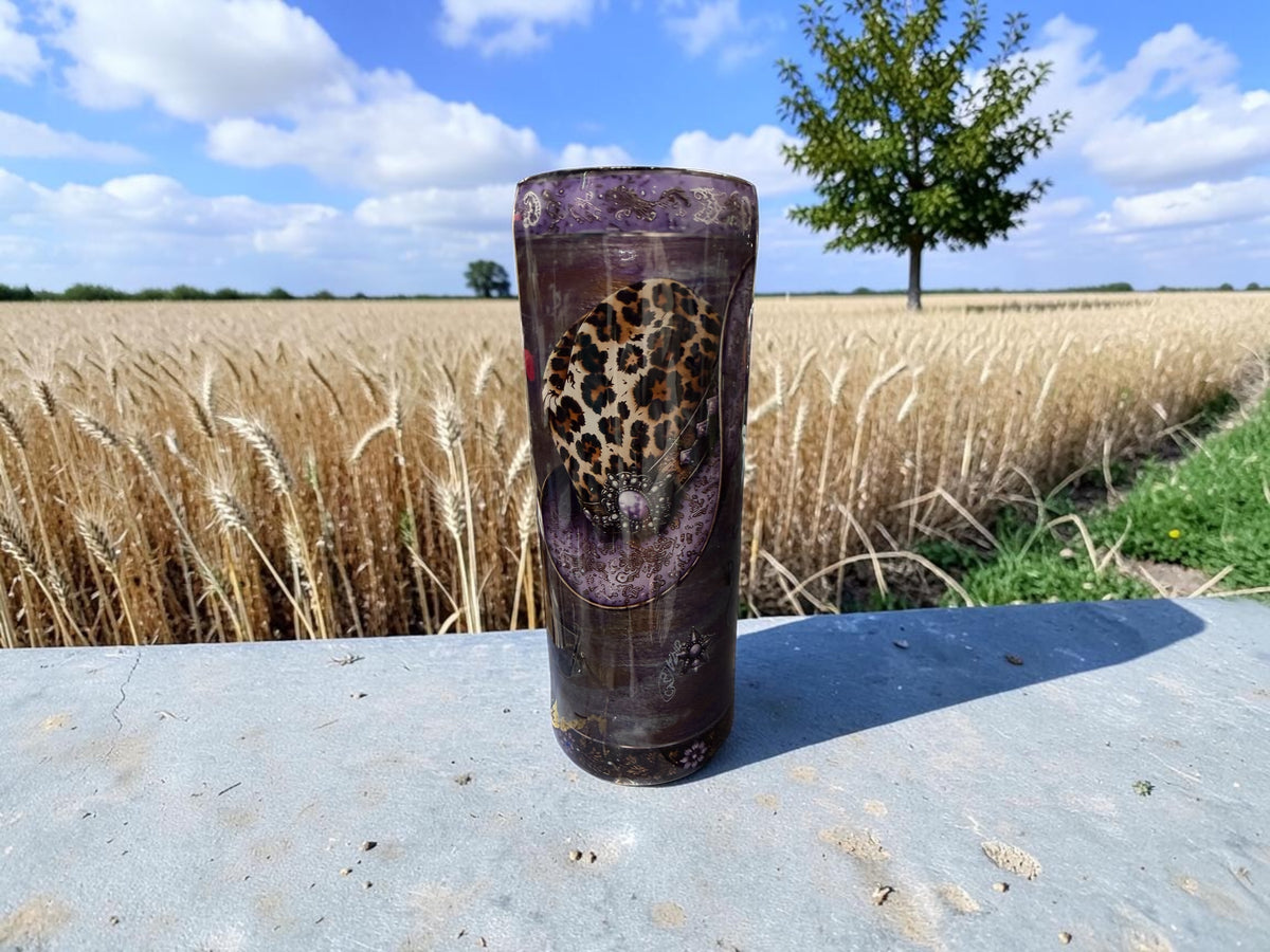 20 oz flip top Cowgirl hat and guitar tumbler