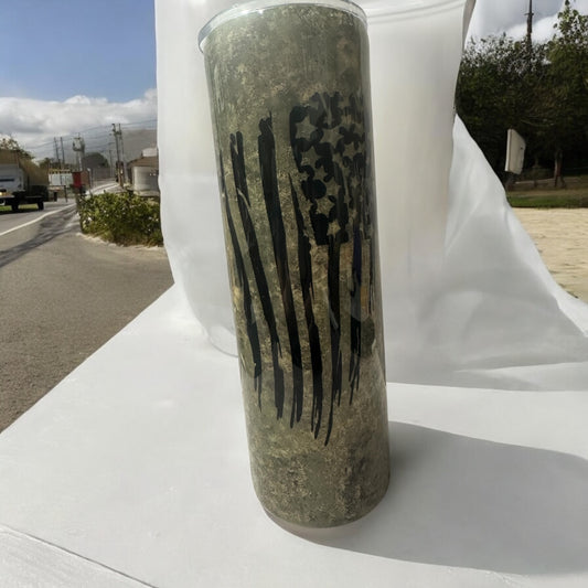 30 oz Camo and Flag tumbler