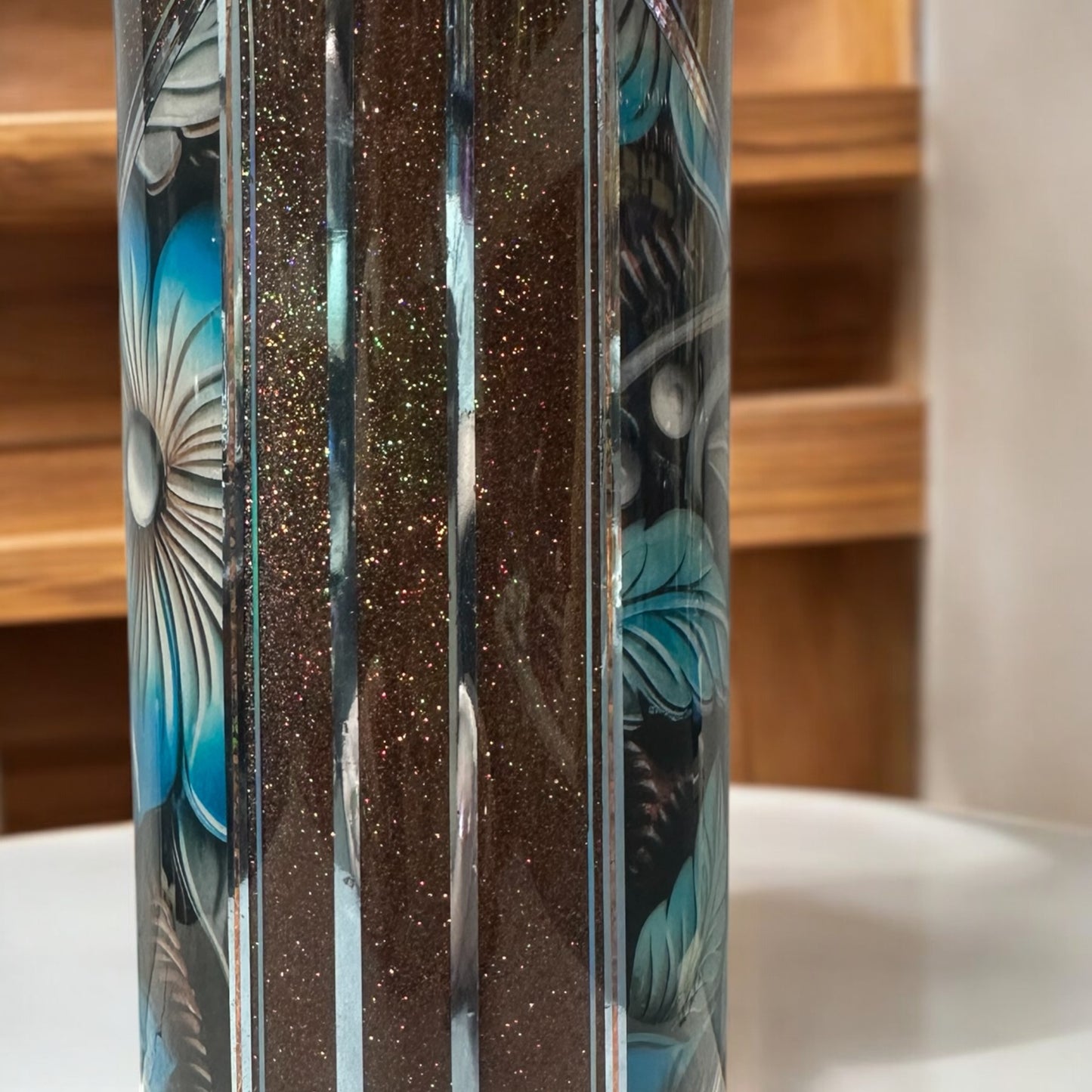 25 oz Duo with Leopard print and flowers tumbler