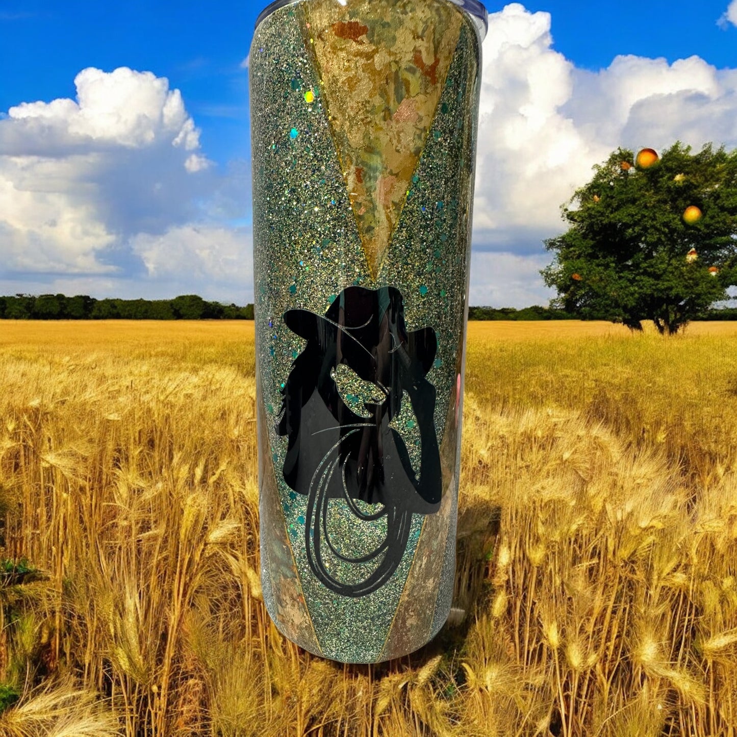 20 oz Cow girl and horse with glitter stunning tumbler