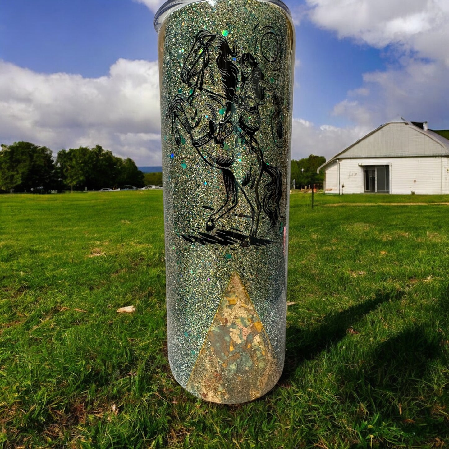 20 oz Cow girl and horse with glitter stunning tumbler