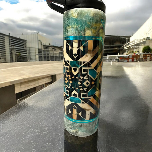 30 oz Duo Aztec design and color swirl tumbler