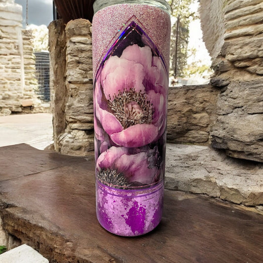 20 Oz Pink Flower and glitter