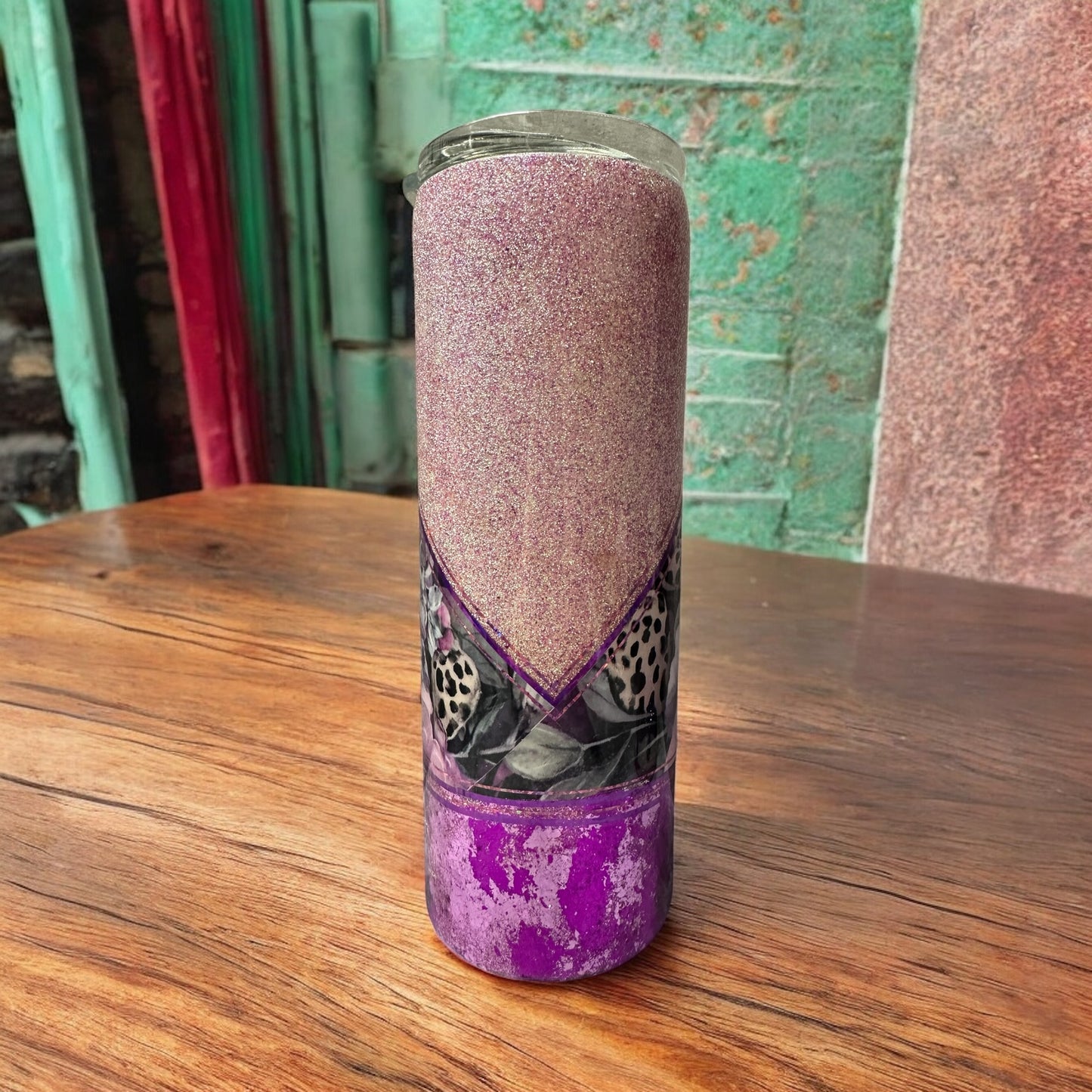 20 Oz Pink Flower and glitter