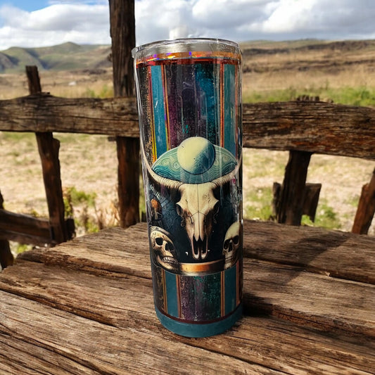 20 oz Cow Skull and Skulls