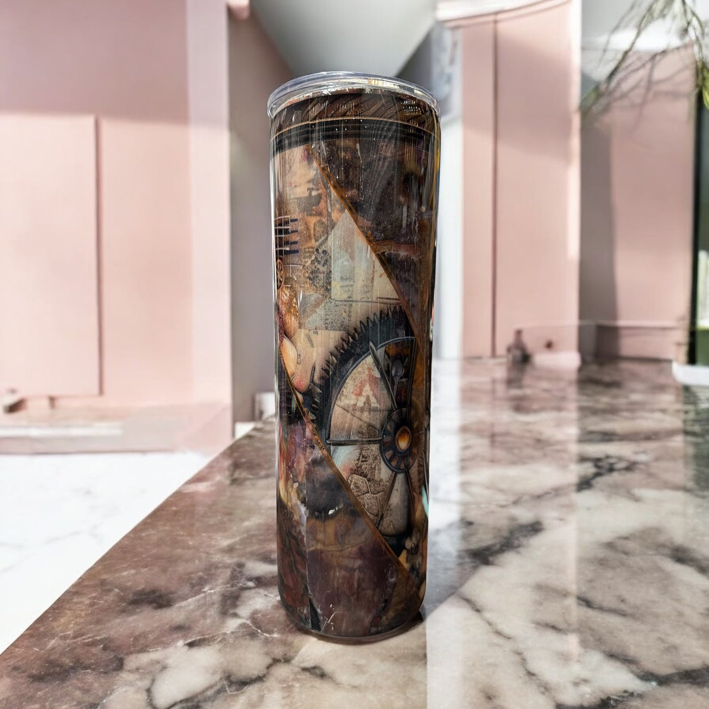 Stunning 30 Oz tumbler with steampunk and flowers