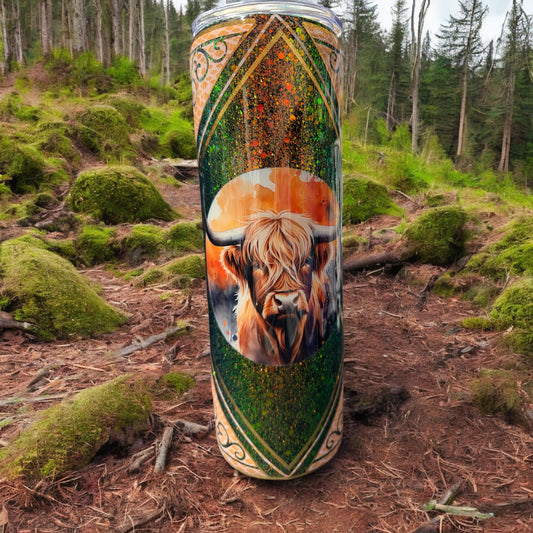 30 Oz Highland Cow in Framed tumbler