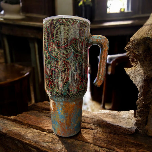 40 oz Paisley and foil tumbler