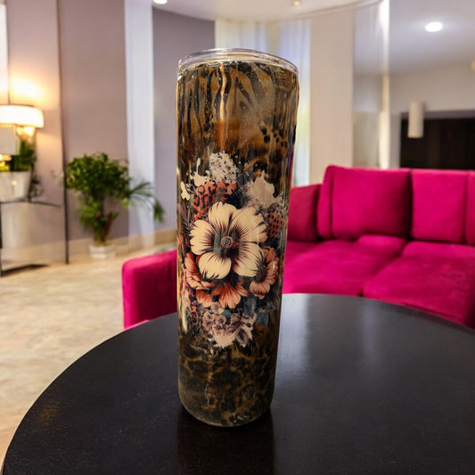 30 oz Leopard and flowers