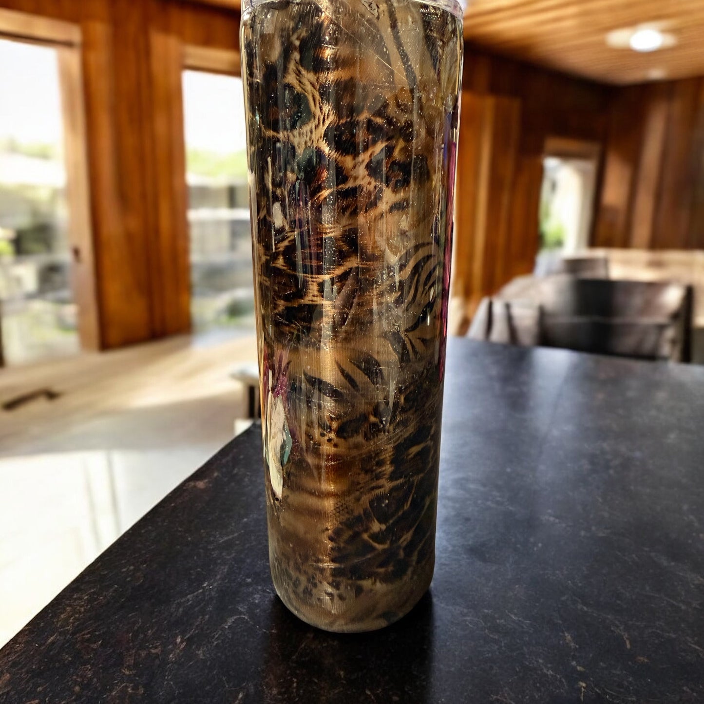 30 oz Leopard and flowers