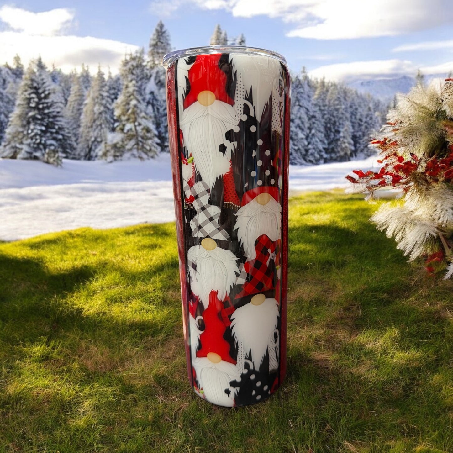 Gnomes with red glitter 30 oz tumbler
