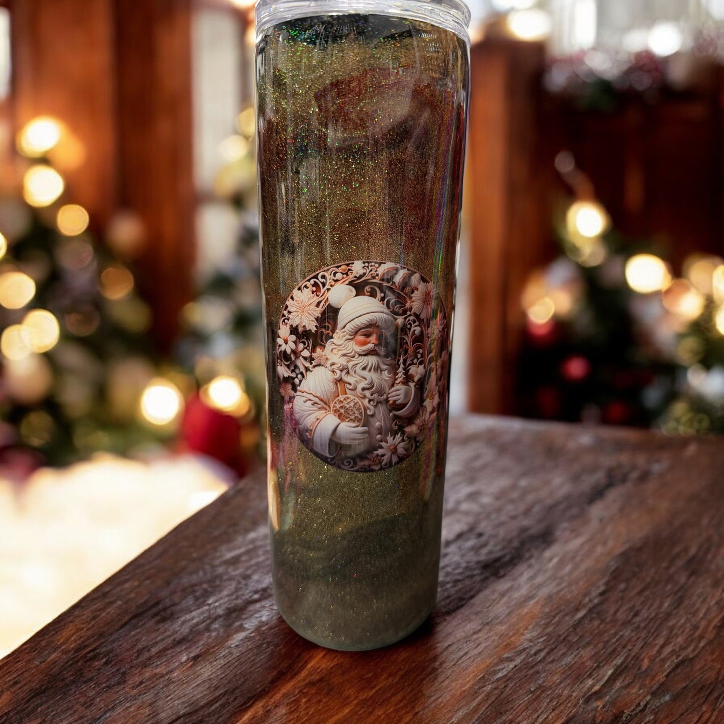 30 oz Santa and gingerbread tumbler