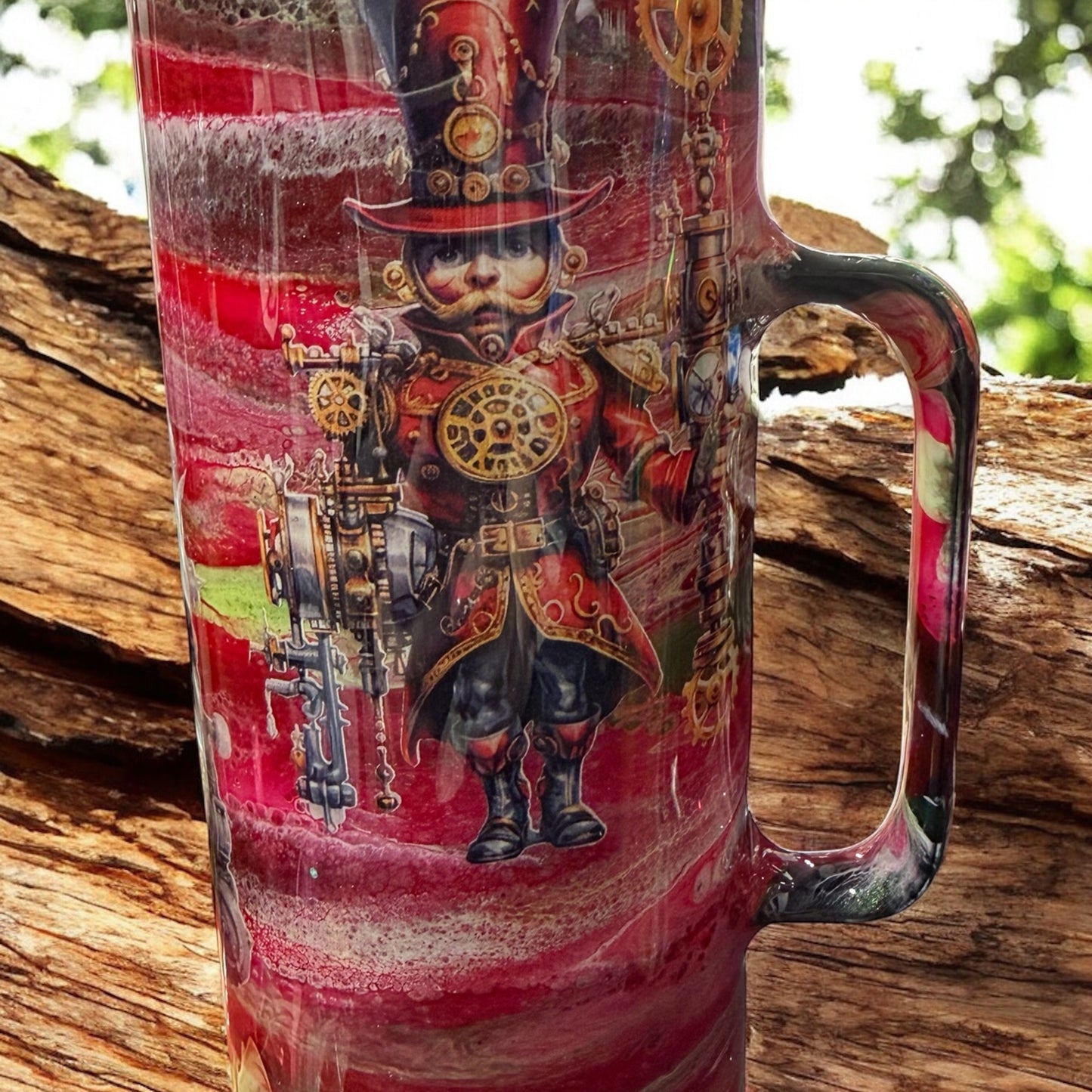 30 oz Santa and nutcracker tumbler with handle