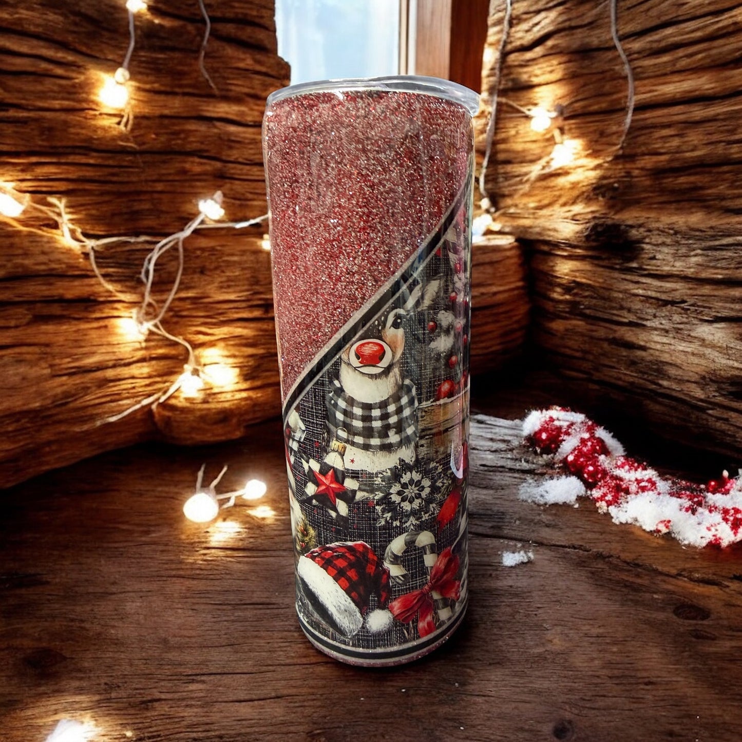 20oz Santa with Plaid decor tumbler