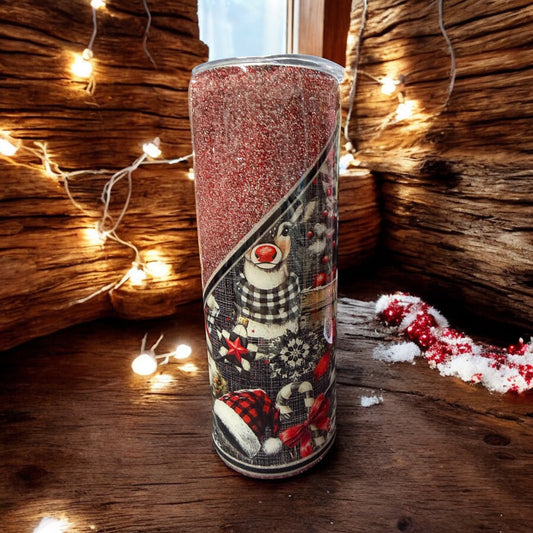 20oz Santa with Plaid decor tumbler