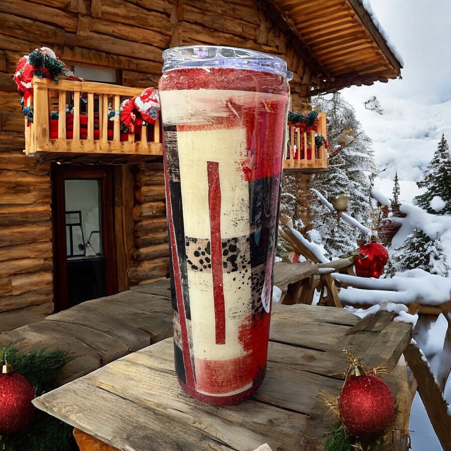 20 oz Leopard and red glitter