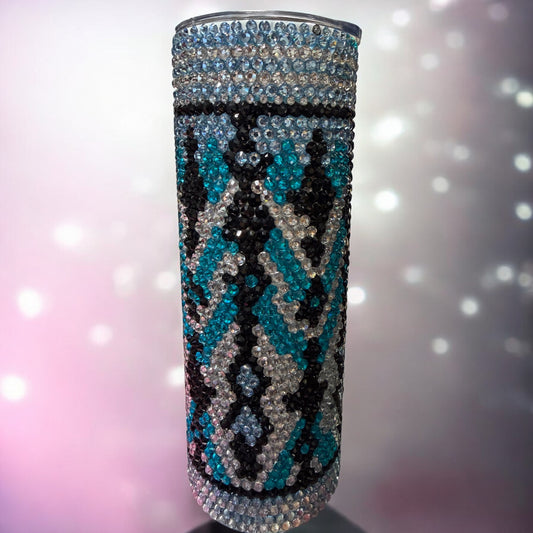 20 oz Teal design rhinestone tumbler