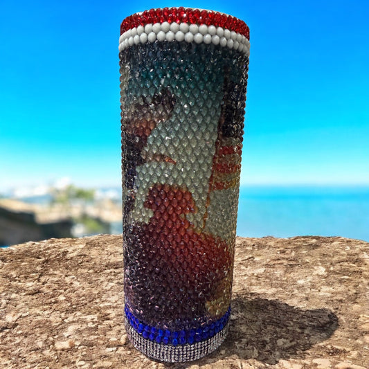 20 oz Soldier and Flag rhinestone tumbler