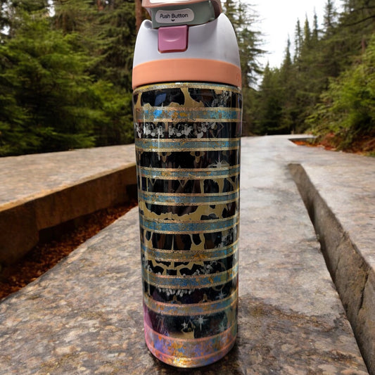 24 oz Animal print and teal Owala tumbler