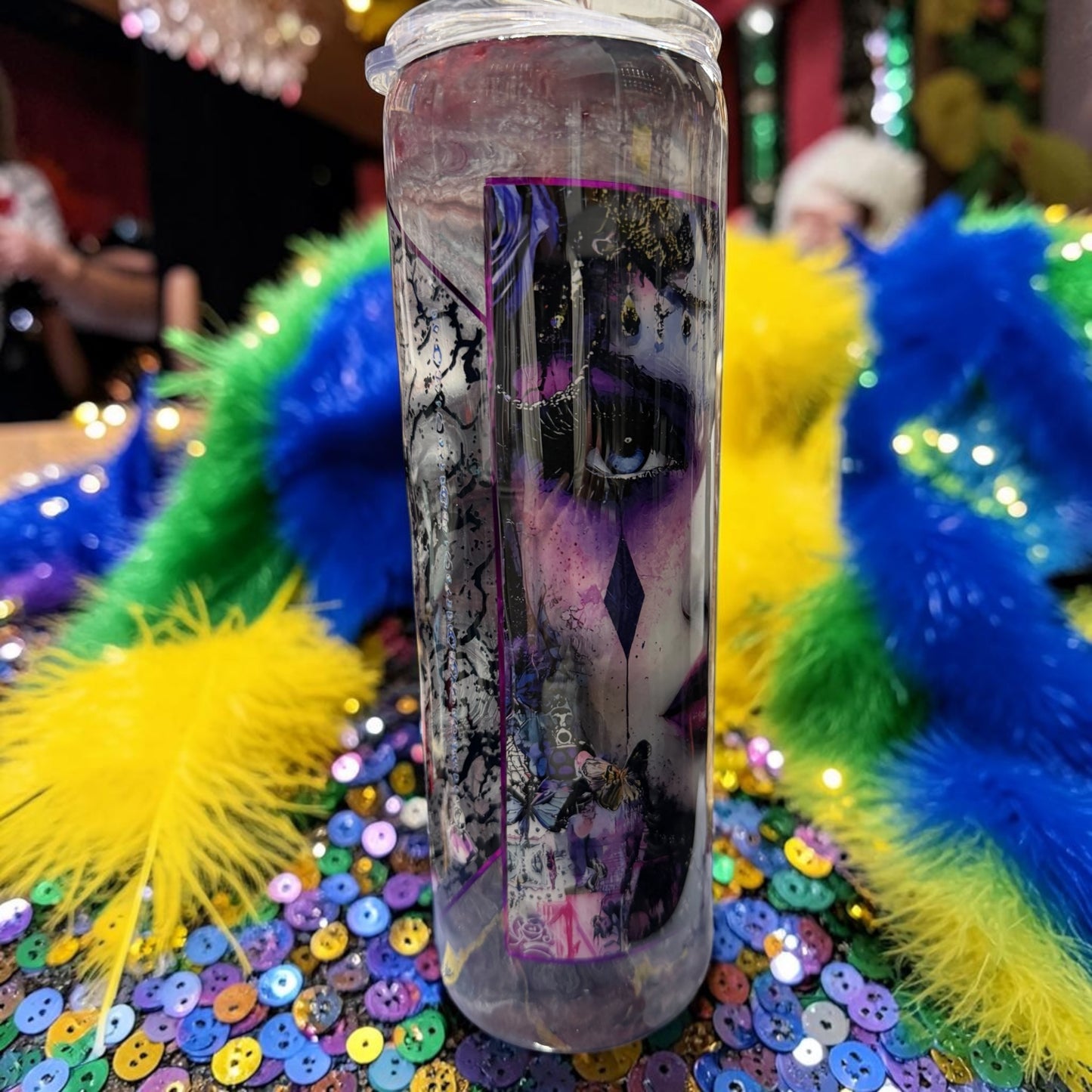 30 oz purple lady and gems tumbler