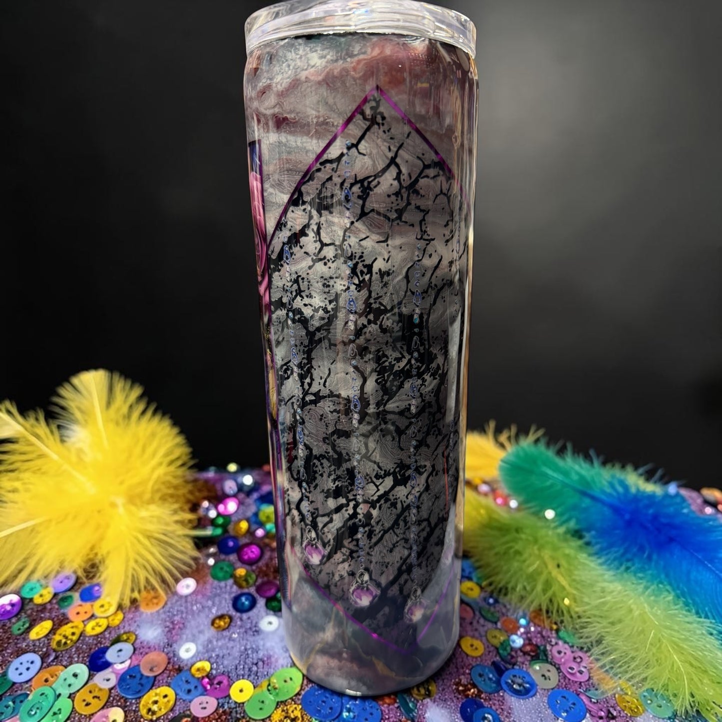30 oz purple lady and gems tumbler