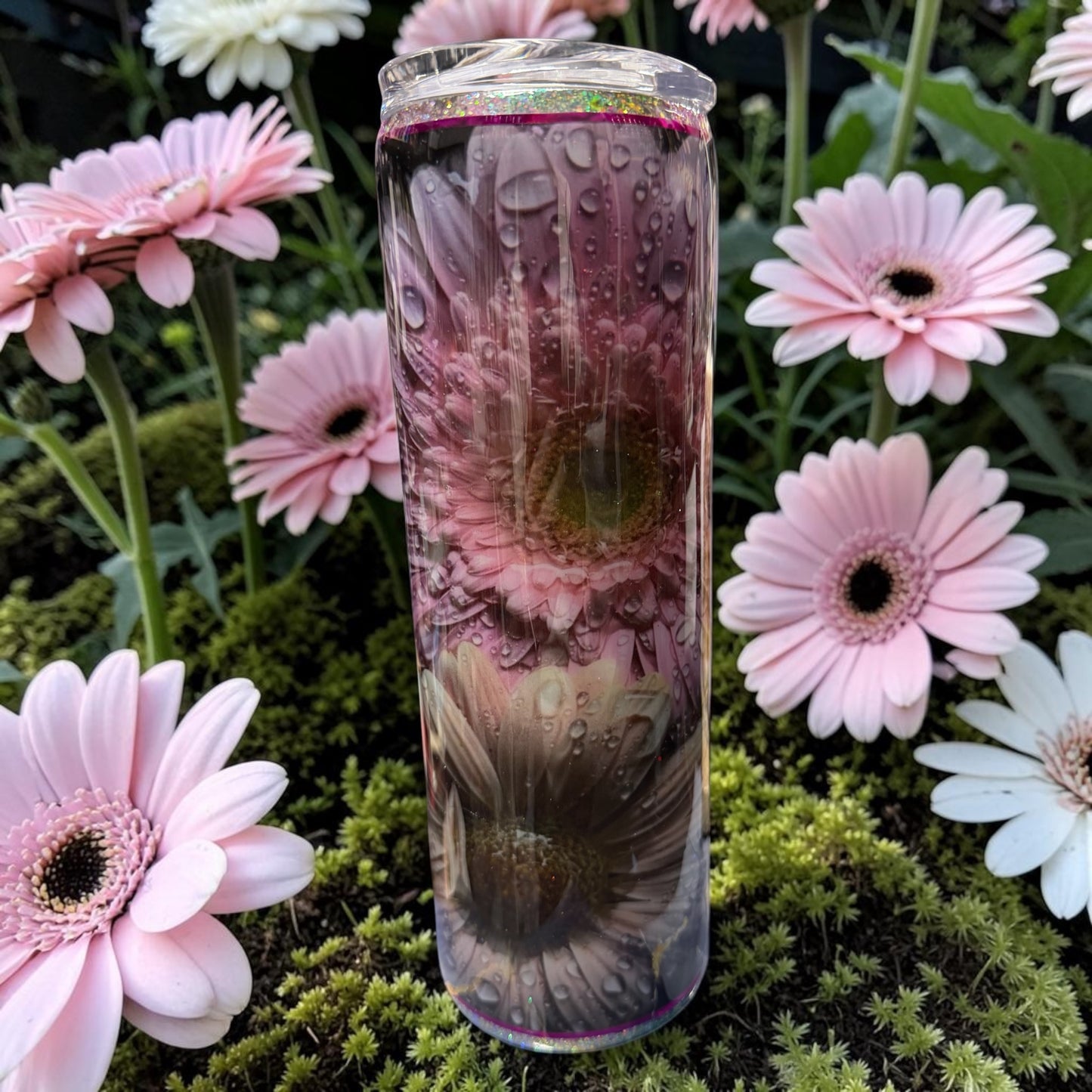 30 oz Daisies on handled tumbler