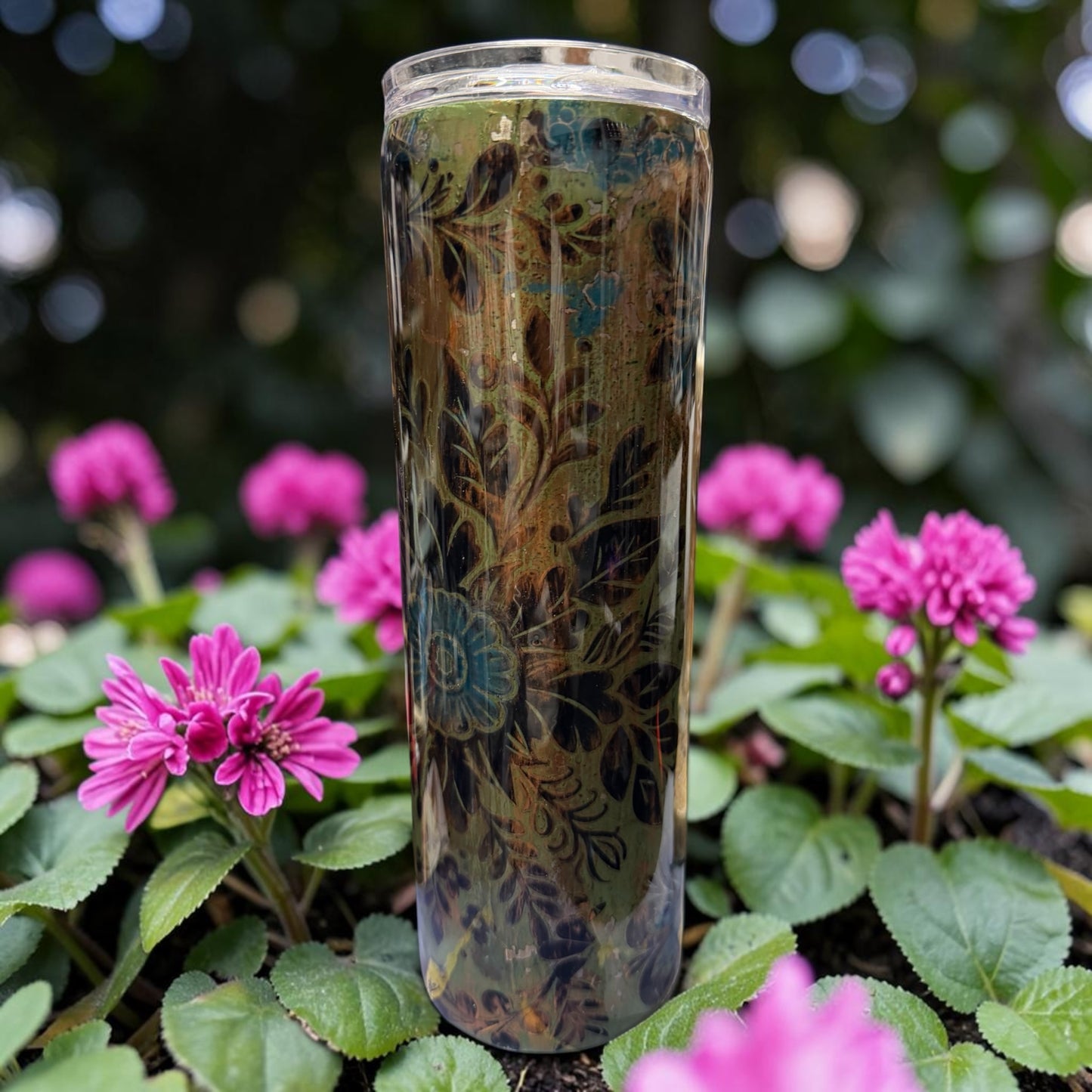 30 oz Destressed flower tumbler