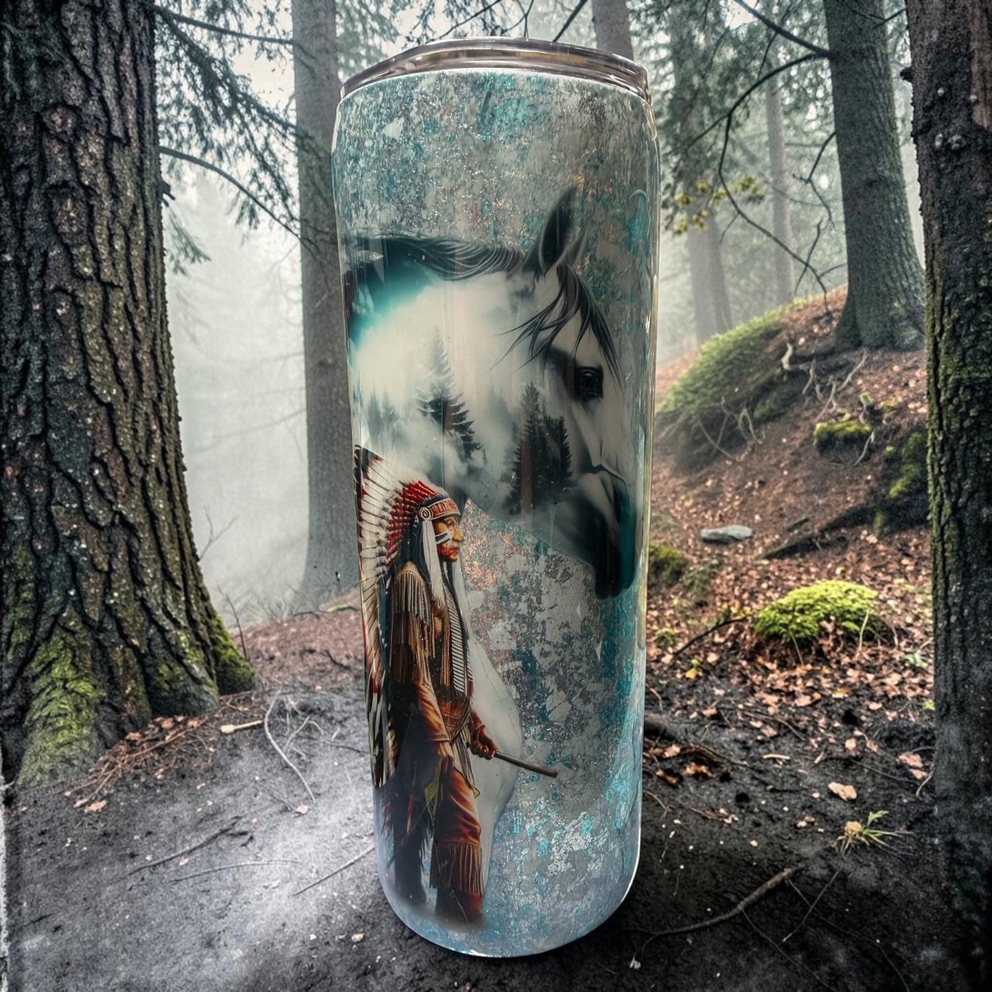 20 oz Horse and Indian tumbler
