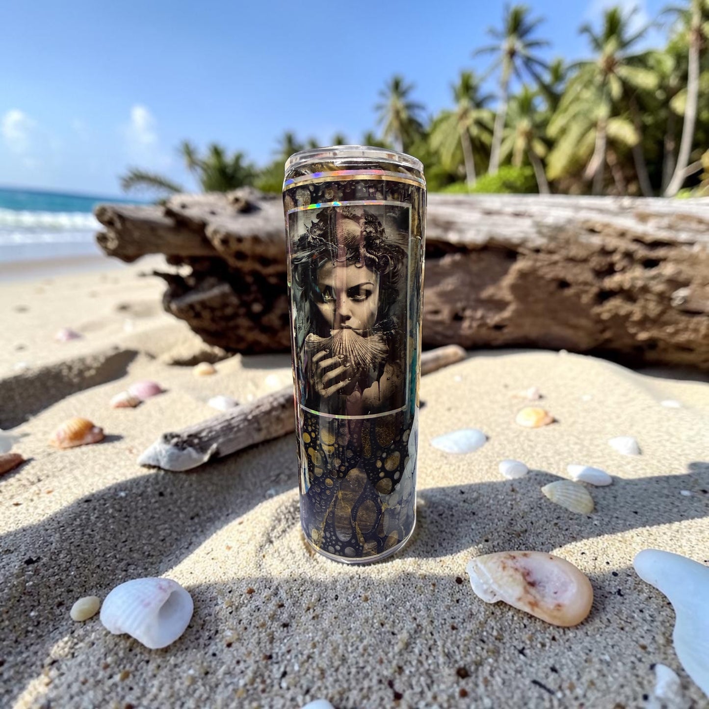 30 oz Black and gold mermaid tumbler
