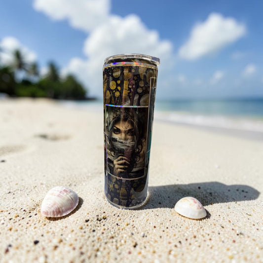 30 oz Black and gold mermaid tumbler