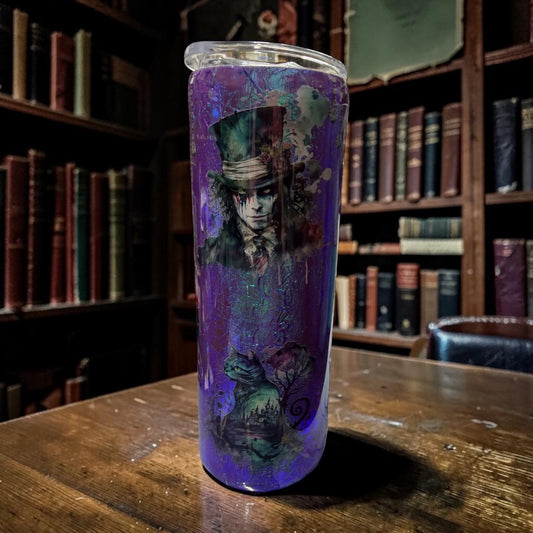 20 oz Purple alice wonderland tumbler