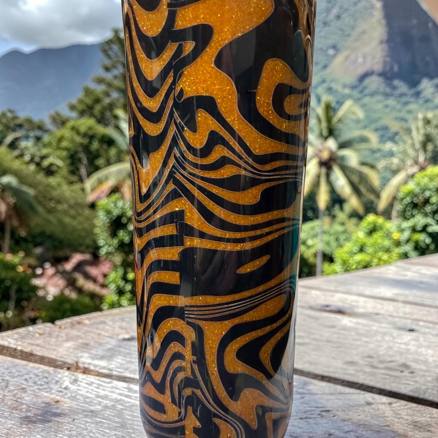 20 oz Tiger on orange tumbler