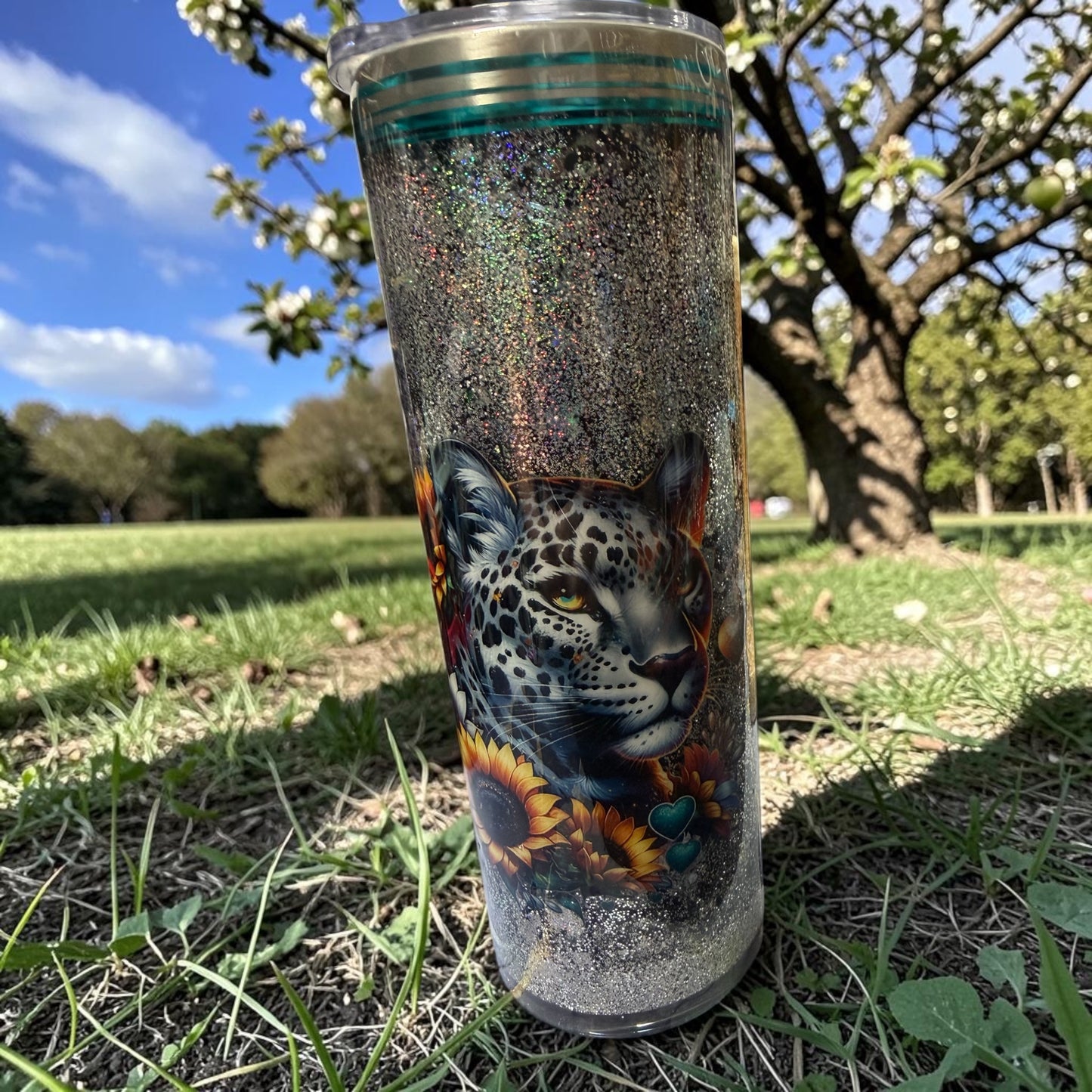 20 oz Leopard snow globe tumbler