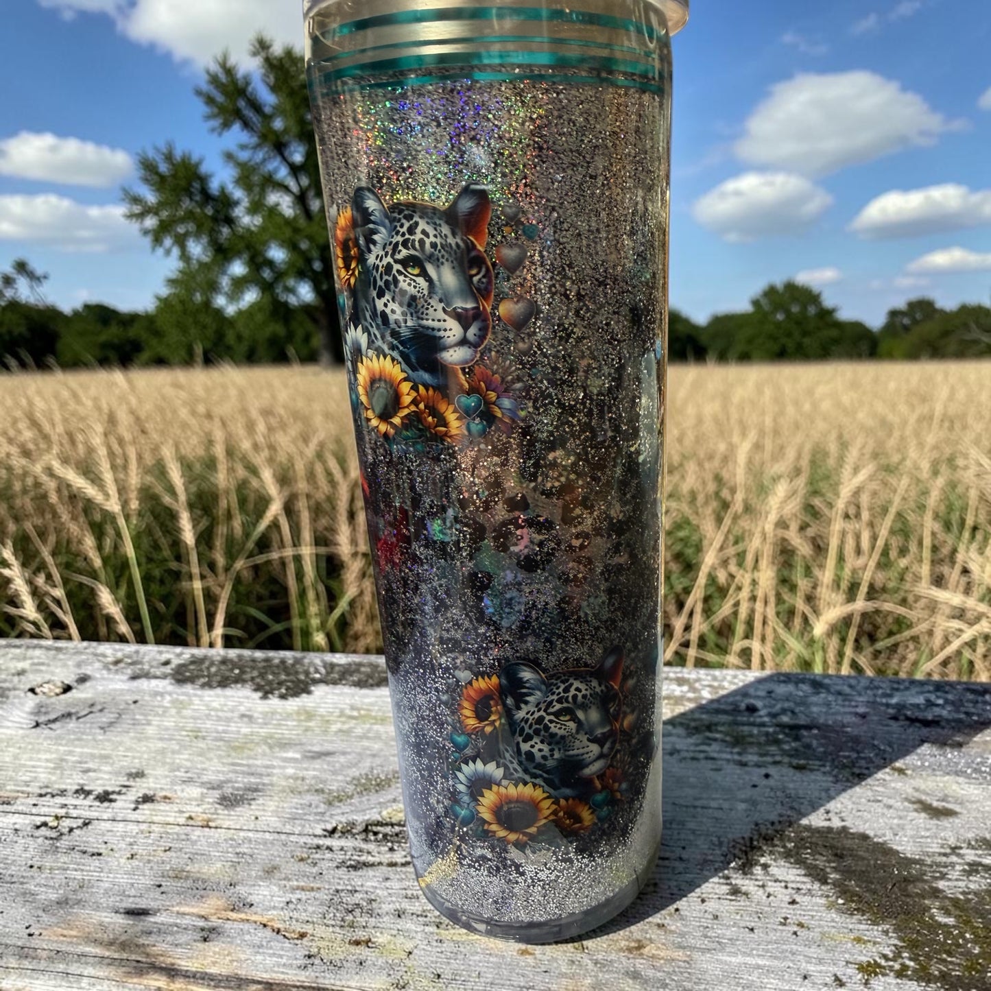 20 oz Leopard snow globe tumbler