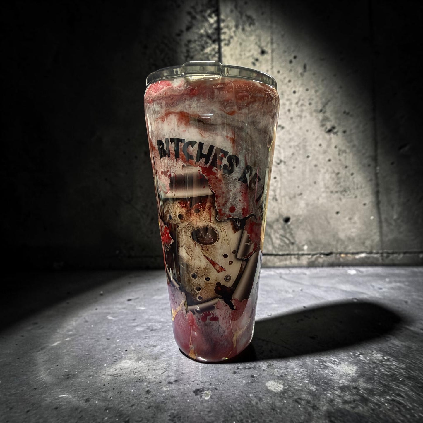 22 oz B be trippin Halloween tumbler