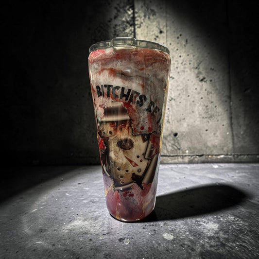 22 oz B be trippin Halloween tumbler