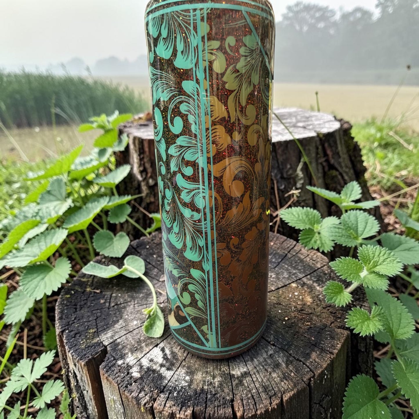 30 oz Turquoise and brown tumbler