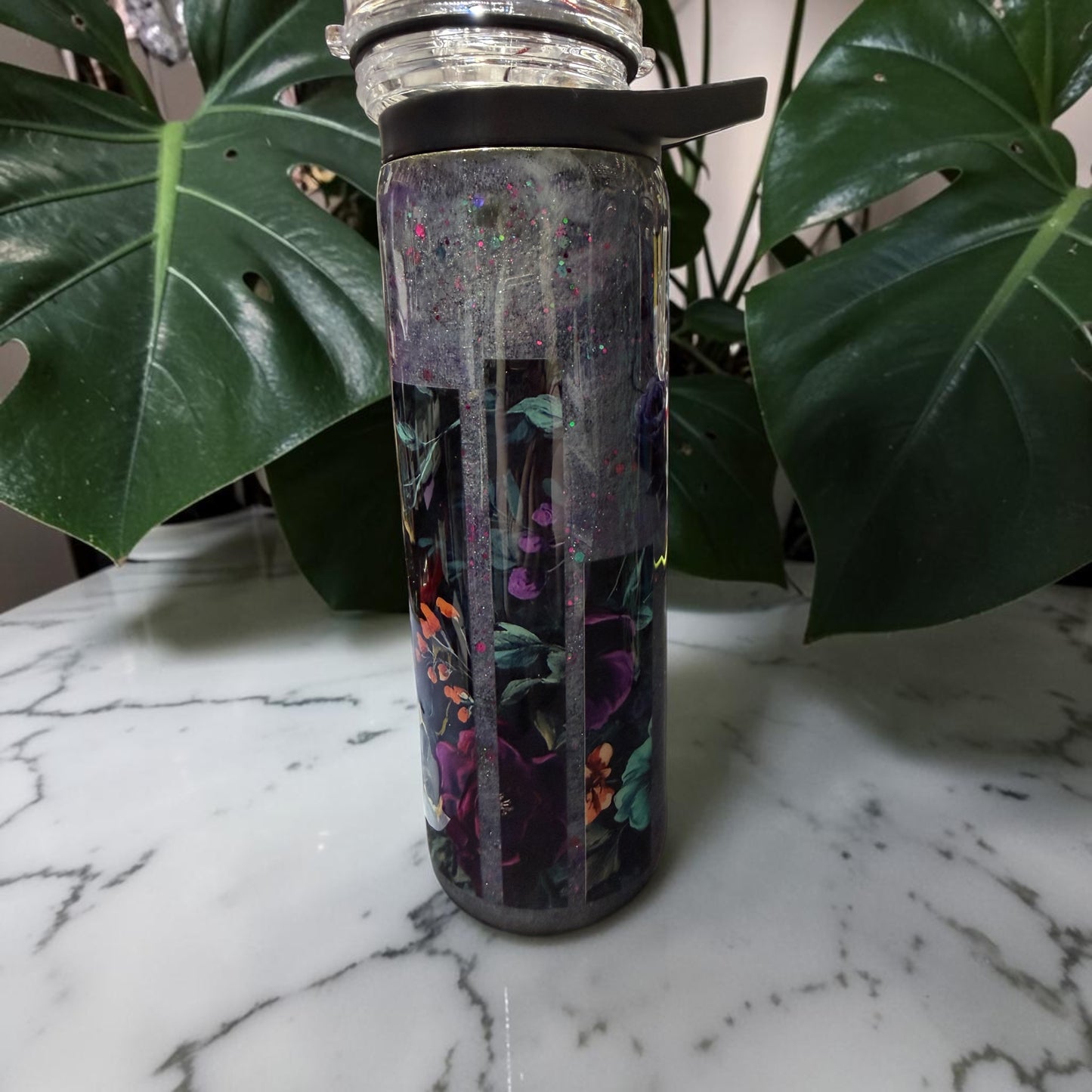 20 oz duo with purple design and flowers