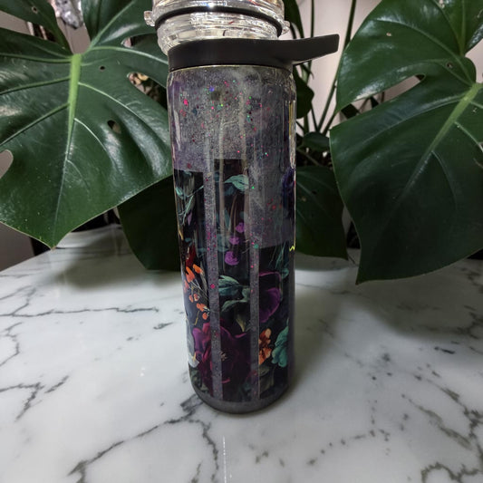 20 oz duo with purple design and flowers
