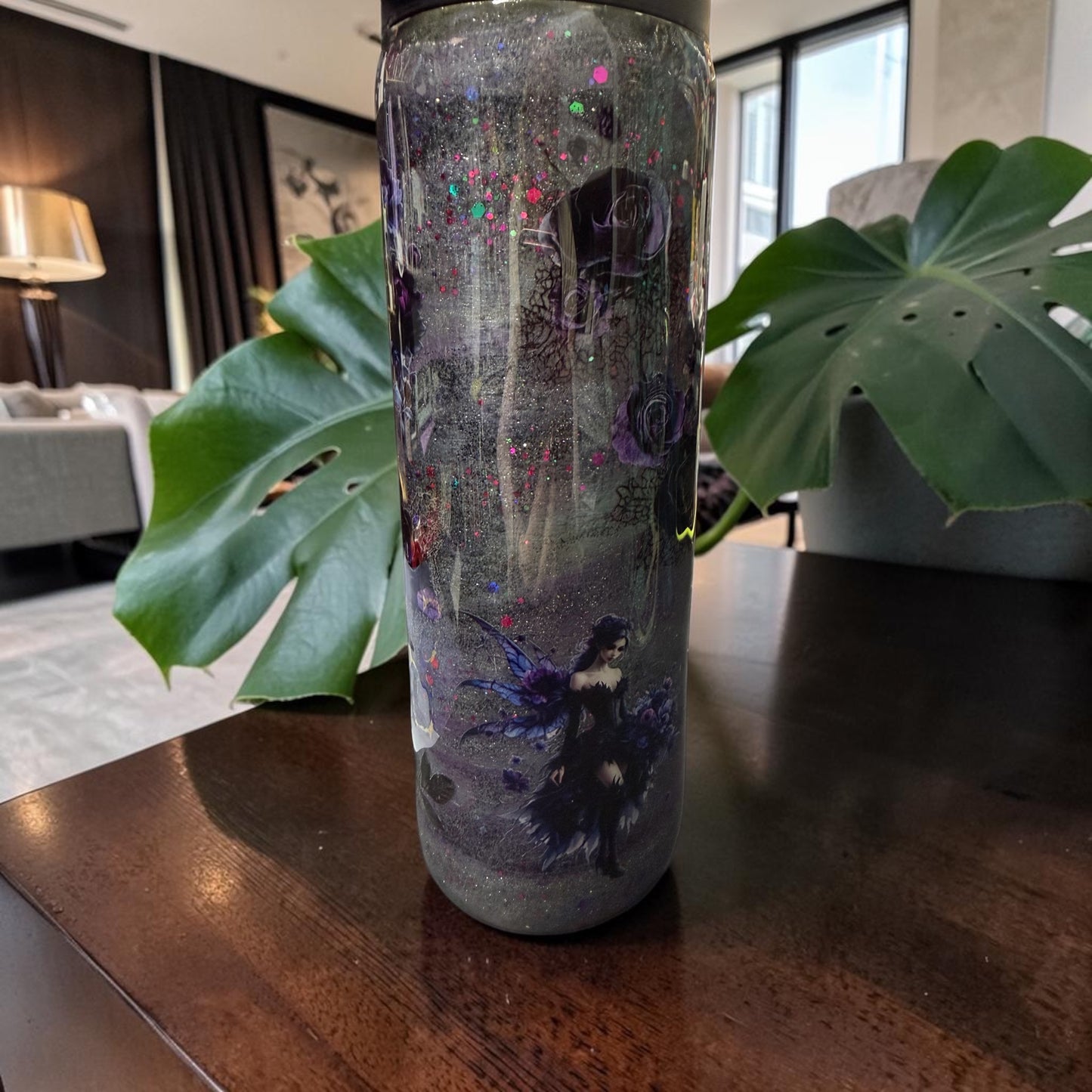 20 oz duo with purple design and flowers