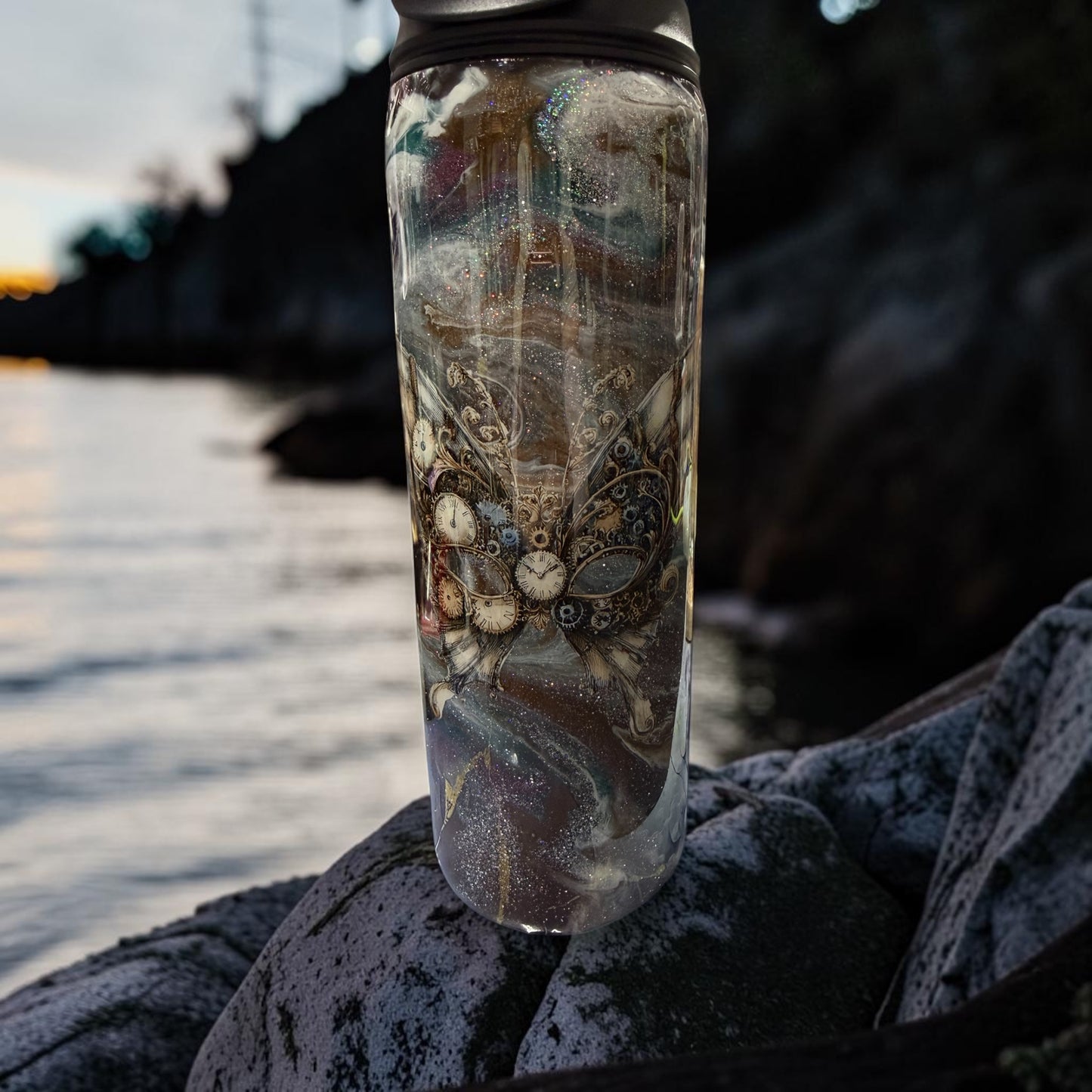 20 oz Butterfly mask design tumbler