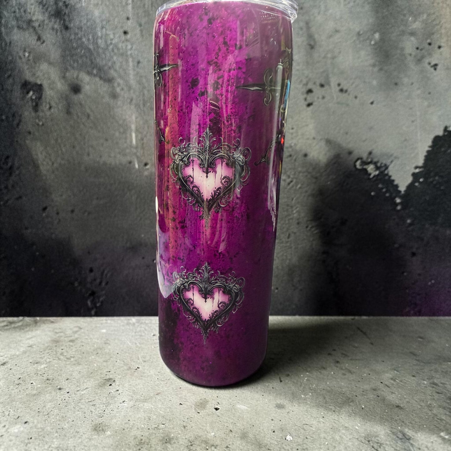 20 oz Purple skull with gems