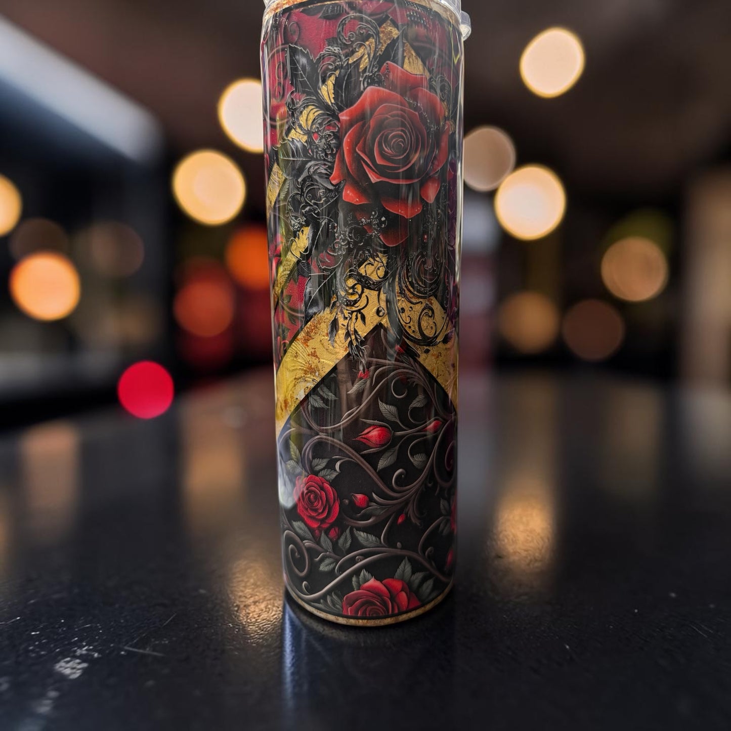 30 oz Red Rose and gold tumbler
